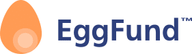 EggFund fertility logo with an orange egg icon beside blue "EggFund" text, symbolizing hope and support for family building.