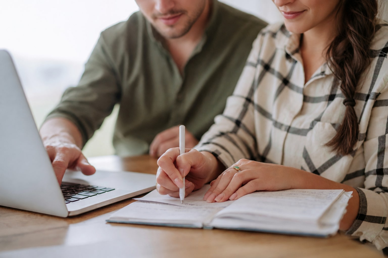 Young couple researching fertility clinics